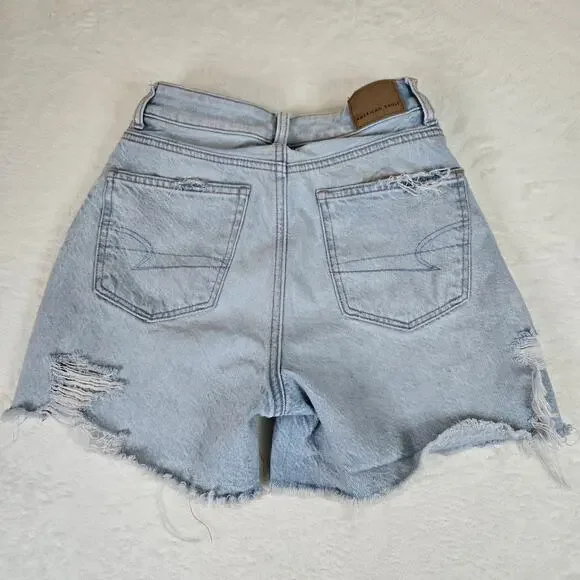American Eagle 2 Piece Jeans Mom Shorts size 000 Distressed Womens 0690 - Picture 3 of 16